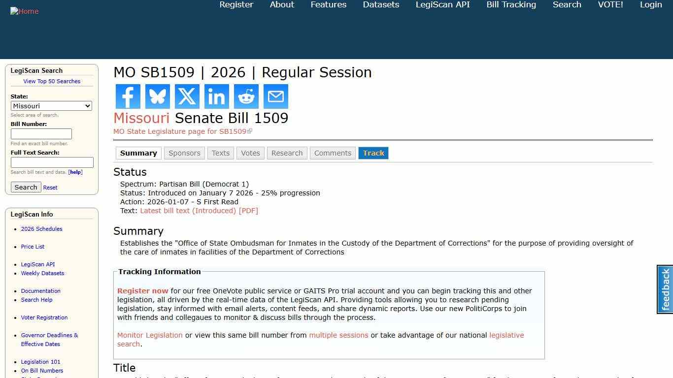 MO SB1509 2026 Regular Session LegiScan