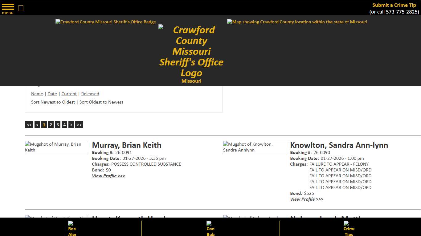 Inmate Roster - Current Inmates Booking Date Descending - Crawford County Sheriff MO
